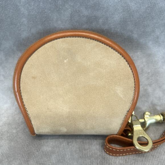 Vintage Dooney & Bourke USA Tan & Brown Leather Coin Purse Keychain - Picture 2 of 7